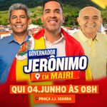 Governador Jerônimo Rodrigues estará em Mairi nesta quinta-feira